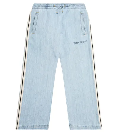 Palm Angels Kids' Striped Straight Jeans In Blue