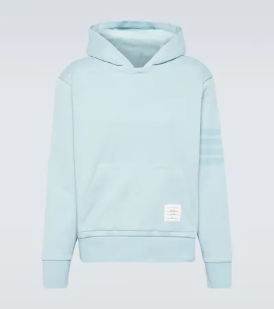 Thom Browne 4-bar Double-face Hoodie In Light Blue