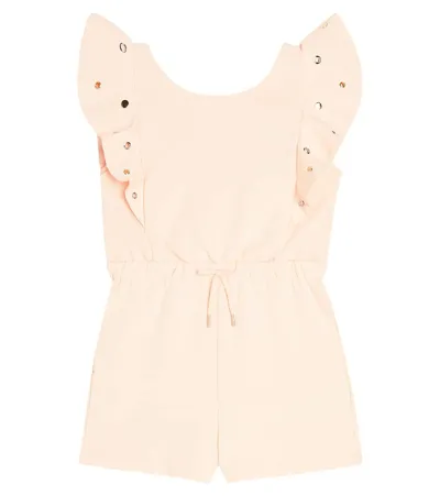 Chloé Kids' Cotton Playsuit In Pink