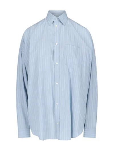 Balenciaga Dsquared2 Striped Oversized Shirt In Light Blue