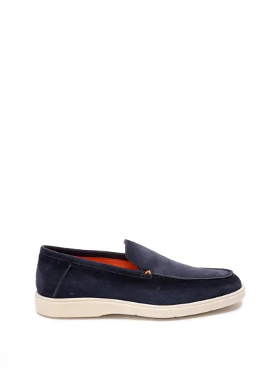 Santoni Loafers 18407 Suede In Blue