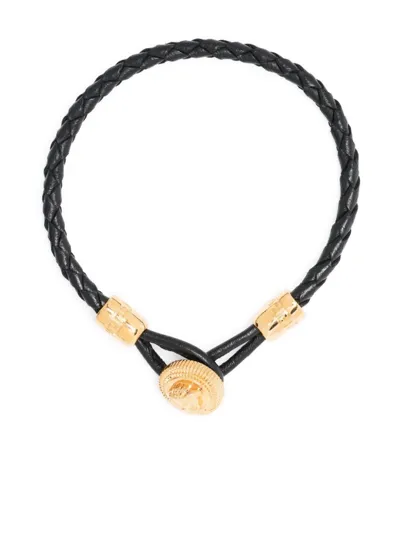 Versace Black Medusa Biggie Leather Bracelet