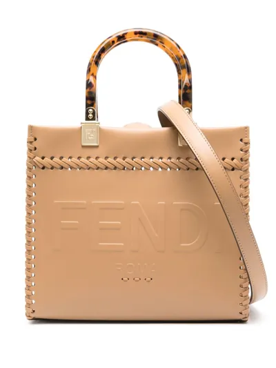 Fendi Sunshine Small Shoulder Bag In Brown