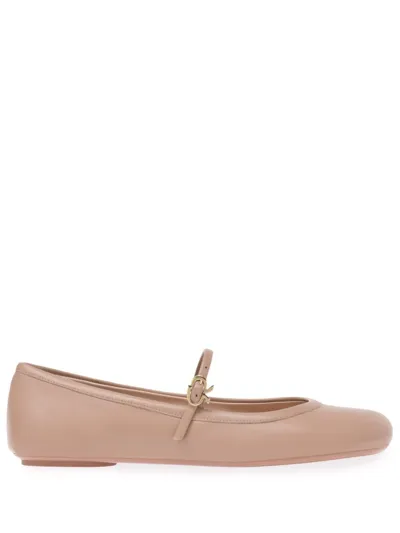 Gianvito Rossi Carla Leather Ballerina Shoes In Pink