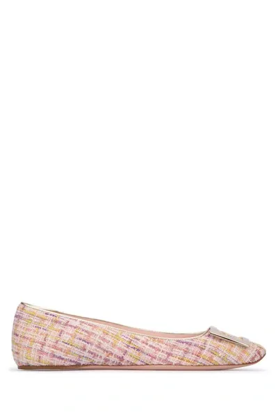 Roger Vivier 10mm Trompette Canvas Ballerina Flats In Pink