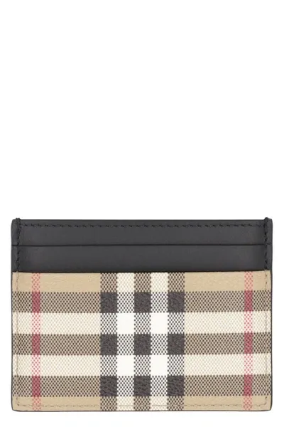 Burberry Checked Motif Card Holder In Beige