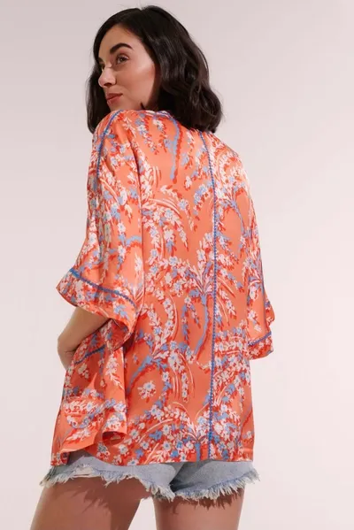 Poupette St Barth Kimono Bel In Orange Palmery