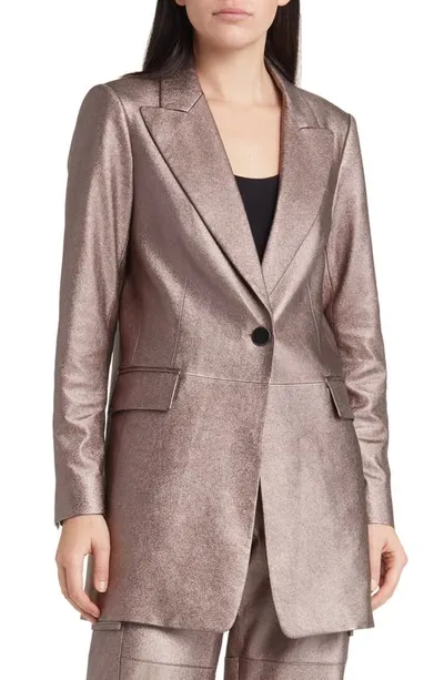 Kobi Halperin Metallic Longlinge Faux Leather Blazer