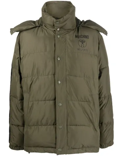 Moschino Logo-print Padded Jacket In Khaki