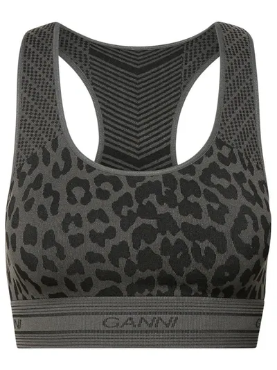 Ganni Leoparded Top. In Black