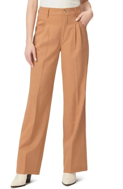 Paige Merano Pleated Wide-leg Pants In Golden Tan