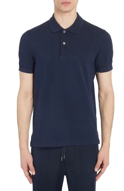 Tom Ford Towelling-finish Polo Shirt In Blue