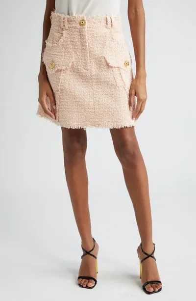 Balmain Tweed Mini Skirt In Pink