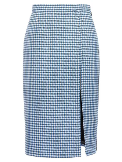 Marni Gingham Midi Skirt In 浅蓝色