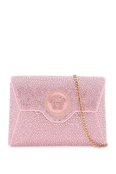 Versace Medusa Plaque Embellished Clutch Bag In Pink