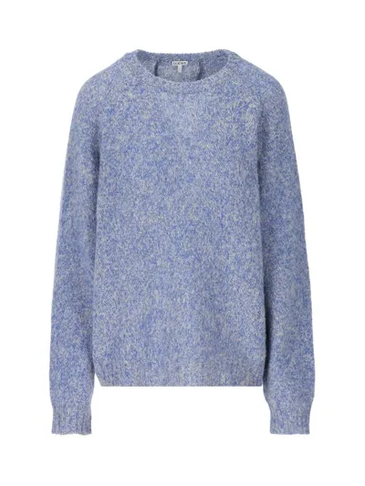 Loewe Long Sleeved Crewneck Jumper In Blue