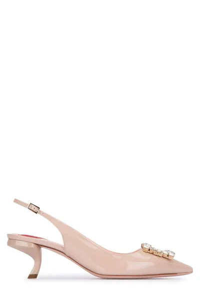 Roger Vivier Virgule Strass Buckle Slingback Pumps In Pink