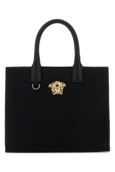 Versace Medusa Canvas Tote Bag In Black