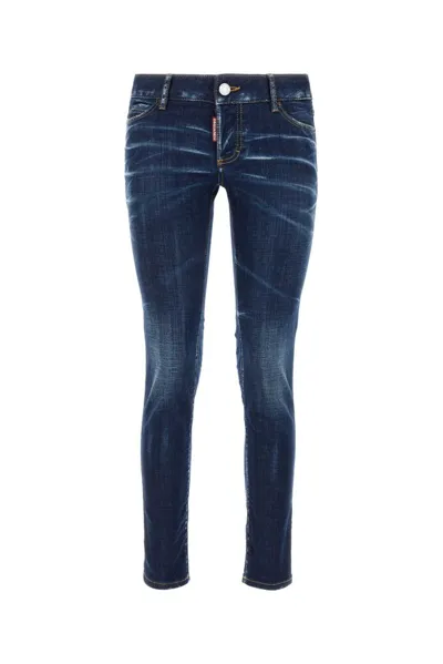 Dsquared2 Distressed Dark Clean Wash Jennifer Jeans In Blue