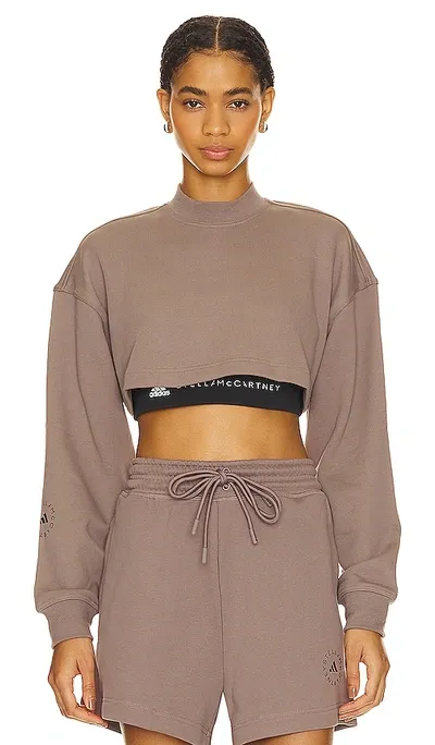 Adidas By Stella Mccartney Truecasuals Crop Sweatshirt In Tech Earth