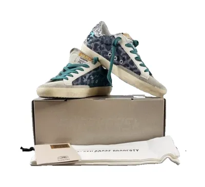 Pre-owned Golden Goose Damen Sneaker Super Star Classic, Mit Glitzer, Lila/schwarz, Leo