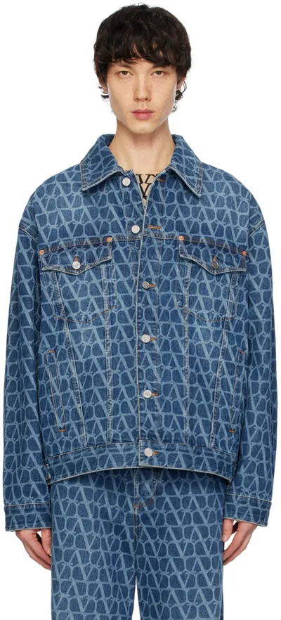 Valentino Vlogo Denim Jacket In Blue