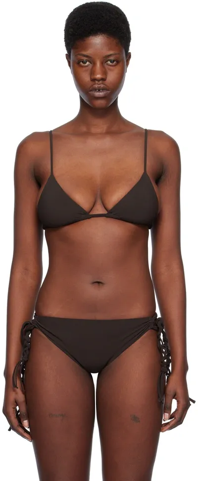 Jil Sander Brown Tangle Bikini Top In 204 Earth