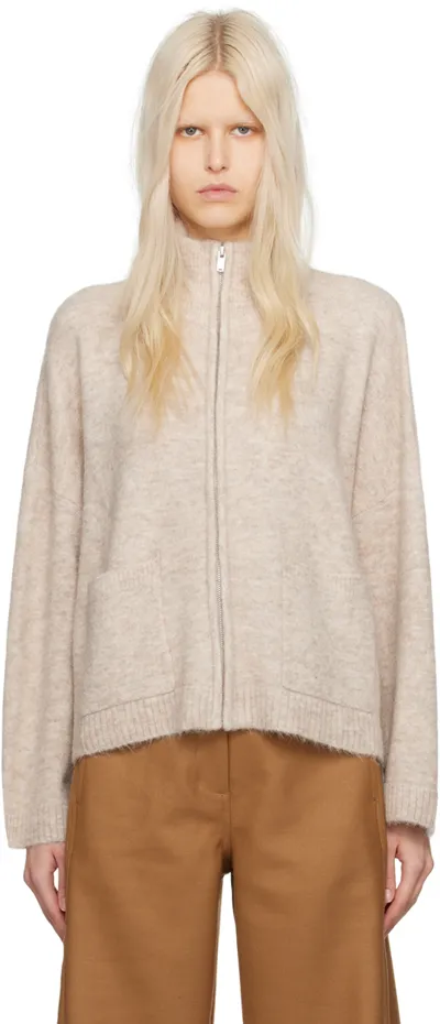 Holzweiler Beige Tine Fluffy Cardigan In 1002 Sand