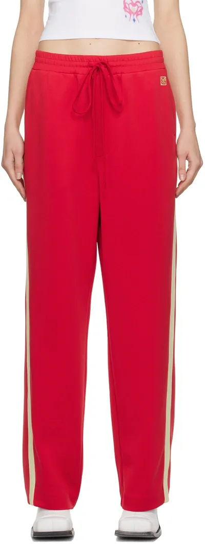 Lesugiatelier Red Side Stripe Track Pants