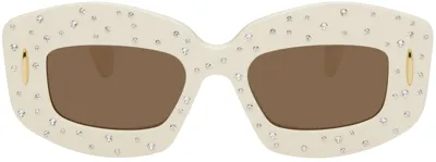 Loewe Starry Nightコレクション オフホワイト Smooth Pavé Screen サングラス In Ivory/brown