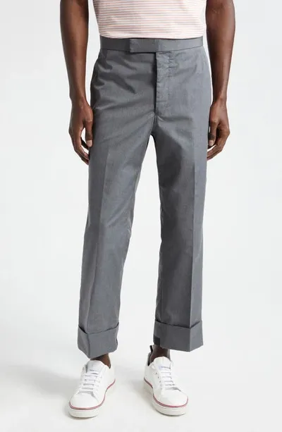 Thom Browne Fit 1 Gg Backstrap Trouser In Typewriter Cloth In Grey