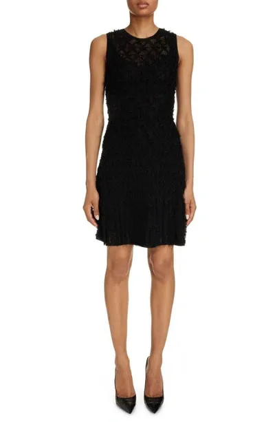 Chloé Tweed Lace Knit Mini Dress In Noir