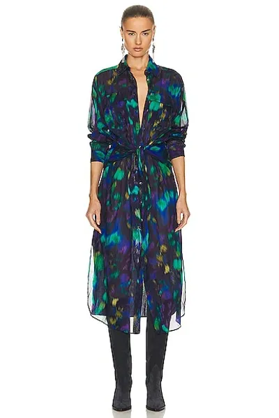 Isabel Marant Étoile Nesley Wrap-waist Maxi Shirtdress In Blue