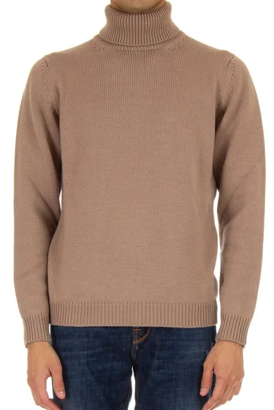 Roberto Collina Turtleneck Knit Sweater In Beige