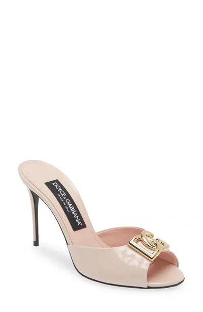 Dolce & Gabbana Vernice Patent Stiletto Mule Sandals In Pastel Pink