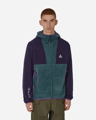 Nike Acg Therma-fit Wolf Tree Zip-up Sweatshirt Deep Jungle / Purple Ink In Multicolor