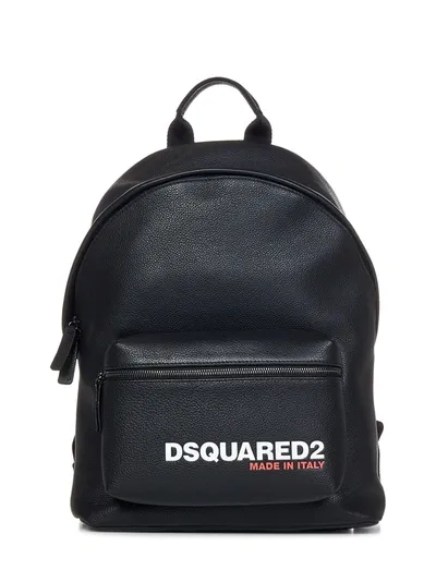 Dsquared2 Logo Printed Zipped Backpack In Nero