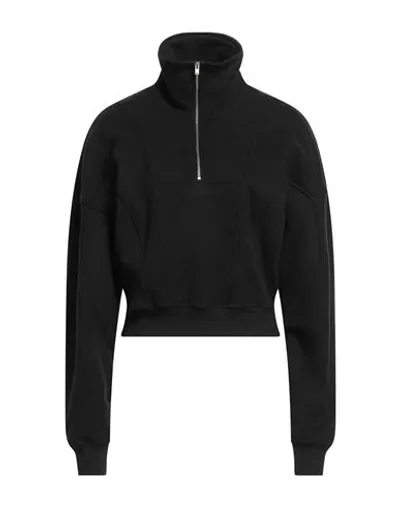 Saint Laurent Fleeced Cotton Crop Sweatshirt With Half Zip In Black