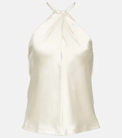 Nili Lotan Edwige Halter Keyhole Silk Top In Ivory