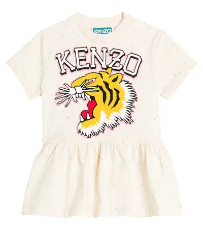 Kenzo Baby Logo Cotton Dress In White