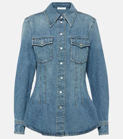 Chloé Fitted Denim Top In Blue