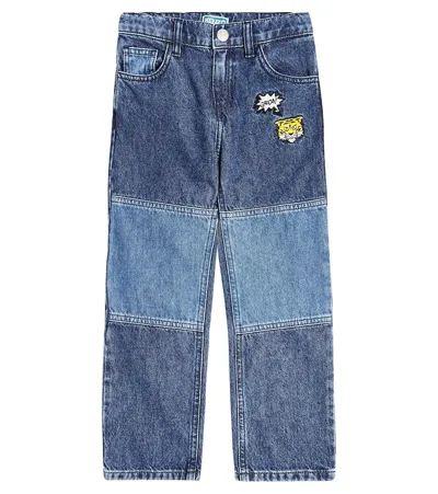 Kenzo Kids' Embroidered Jeans In Blue