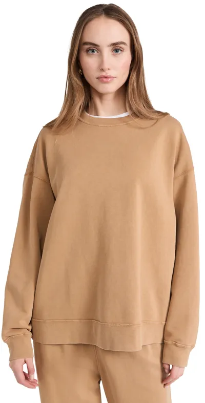 Re/done Oversized Crewneck Sweatshirt Faded Chestnut Xs In Brown