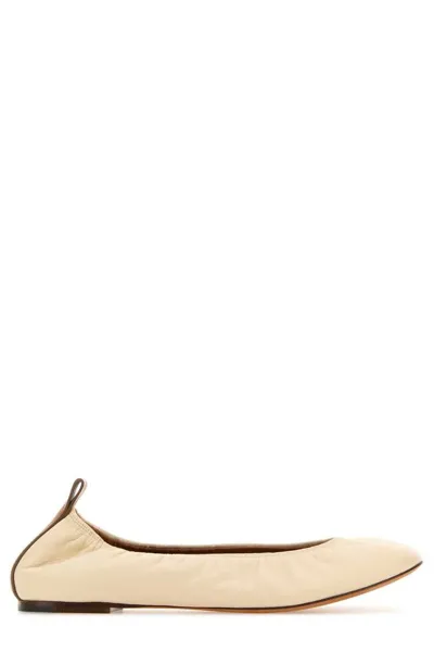 Lanvin Leather Ballet Flats In Off White