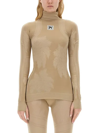 Palm Angels Palm Baselayer Ski Top In Neutrals