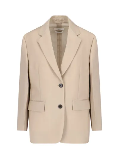 Prada Single-breasted Wool Blazer In Beige