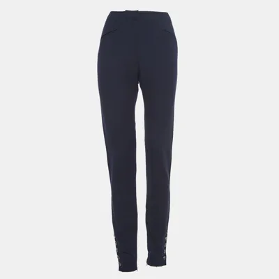 Pre-owned Dior Navy Blue Wool Slim Fit Pants S