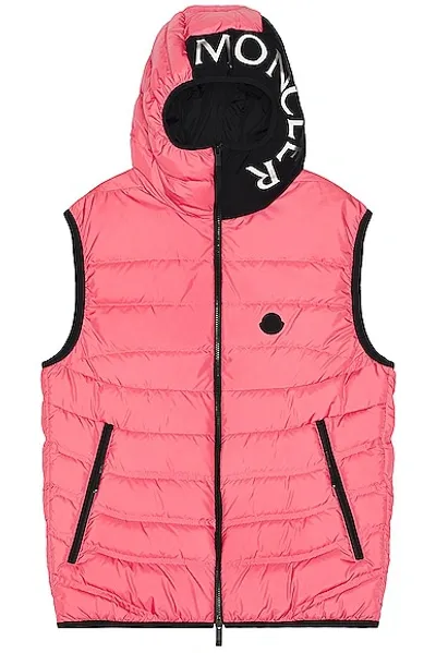 Moncler Pink Nuberia Down Vest In Desert Rose