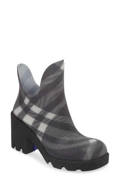 Burberry Check Marsh Heeled Rain Boots 65 In Black