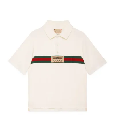 Gucci Kids' Cotton Polo Top With Web In White